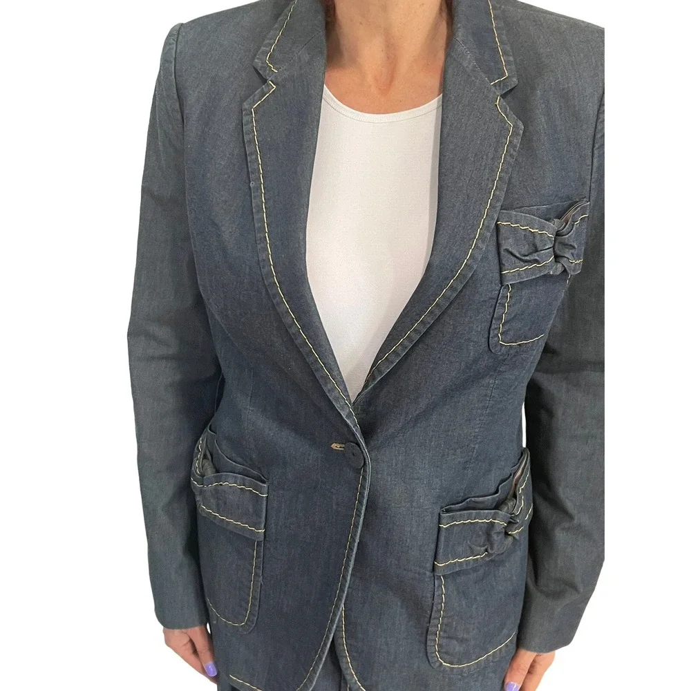 VIKTOR & ROLF Chambray Cotton  Denim 2 Piece Skirt Suit 40/8